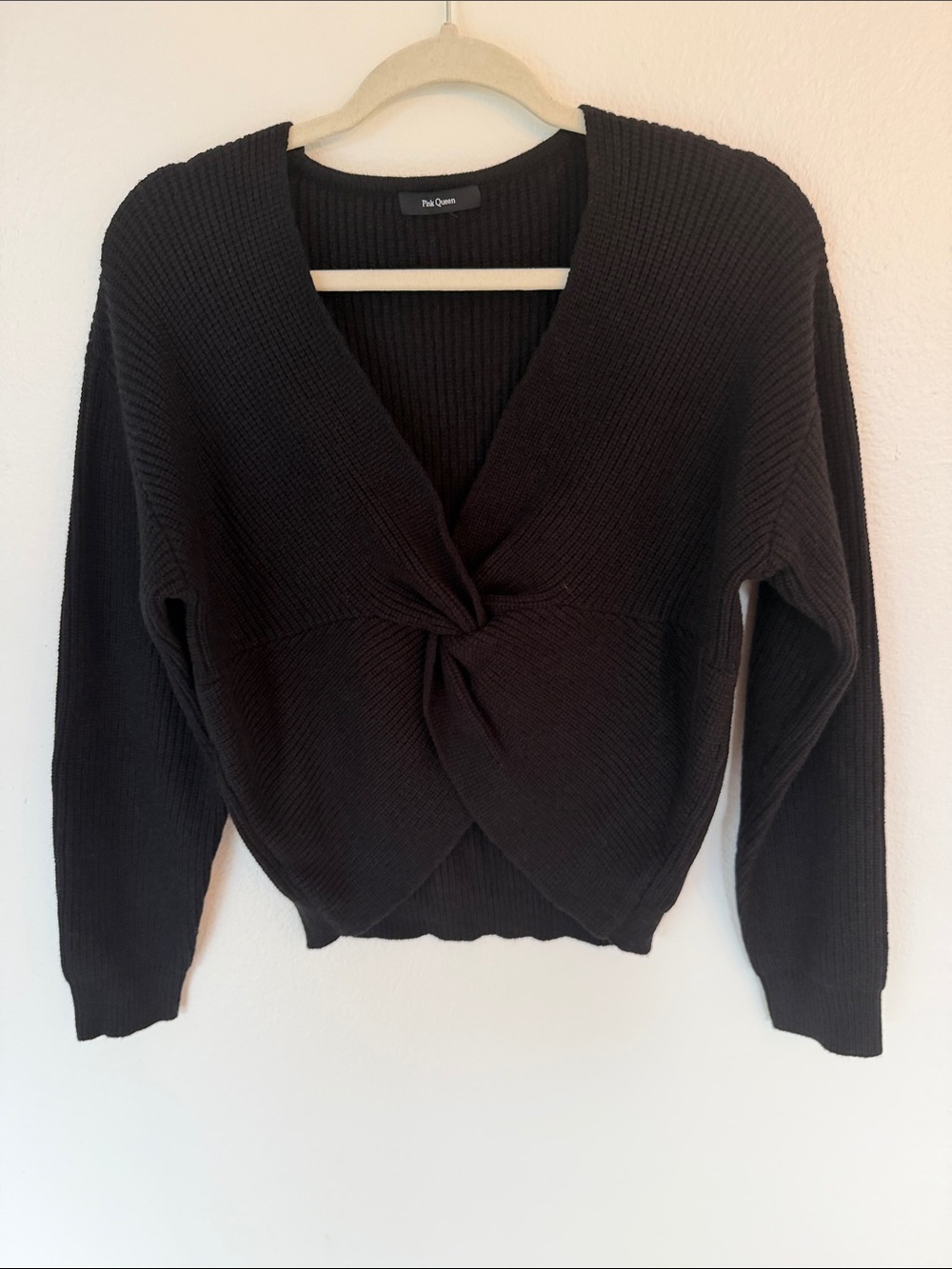 Madewell Black Twist-Front V-Neck Sweater